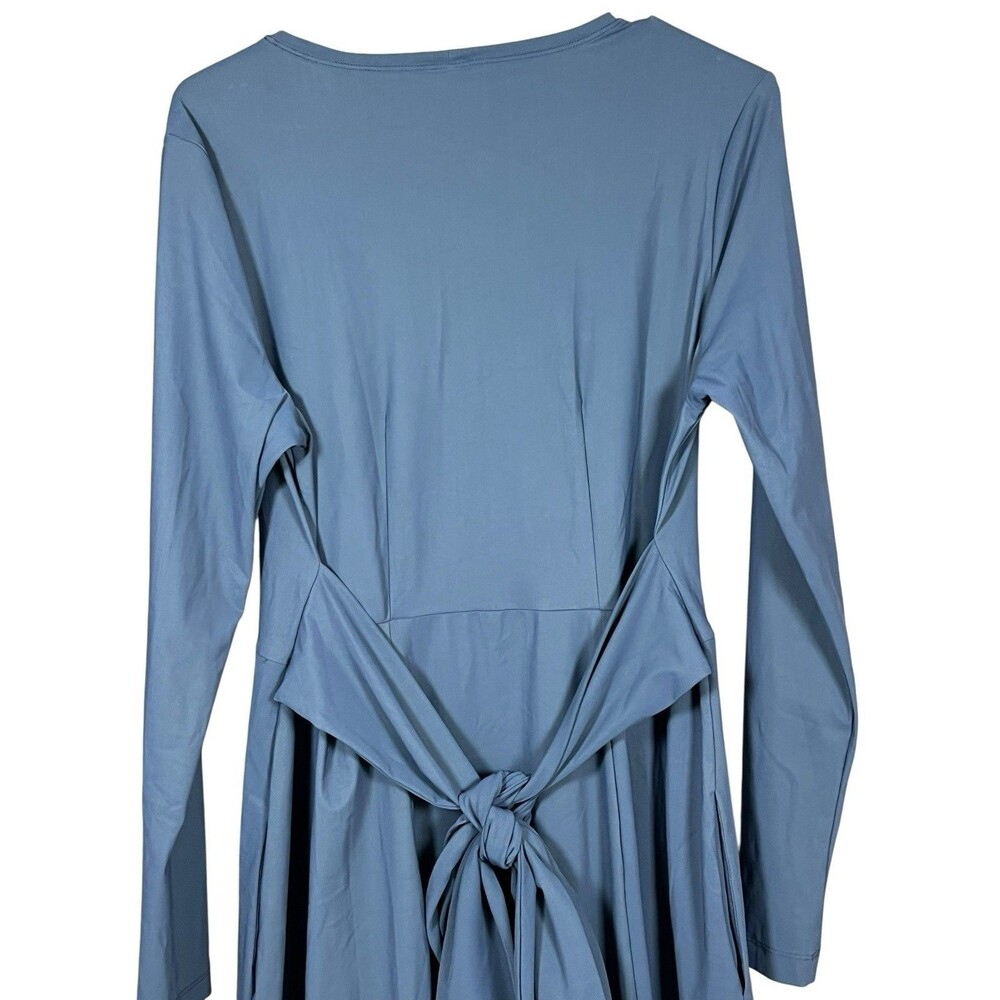 Porto SF Pleated Belted Midi Dress Lagenlook Jersey Size 2 Travel Stretch USA - Picture 11 of 13